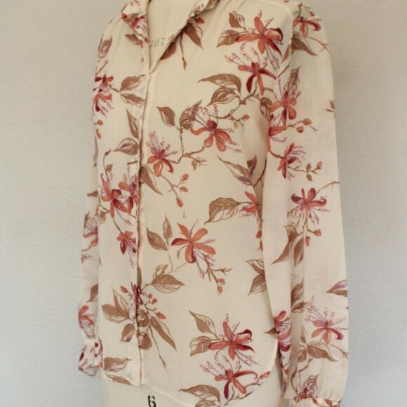 Vintage 1970s Shirt, Campus Casuals Floral Print Button Down Blouse, Long Sleeve - Picture 7 of 10